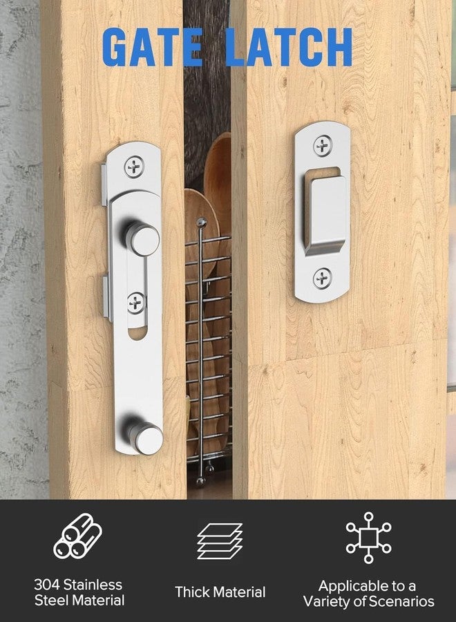 Bitnex Barn Door Lock,180 Degree Sliding Barn Door Latch, 304 Stainless Steel Gate Latch Hardware, Anti-Theft Lock, Barn Door Latches for Barn, Garden, Bathroom, Outdoor, Garage, Window, Door - Image 3