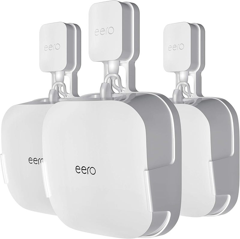 COOLWUFAN Wall Mount Holder for eero Pro 6/6E Home WiFi System - Simple and Sturdy Stand Bracket for Tri-Band Mesh Wi-Fi 6 System (White, 3 Pack) - Image 1
