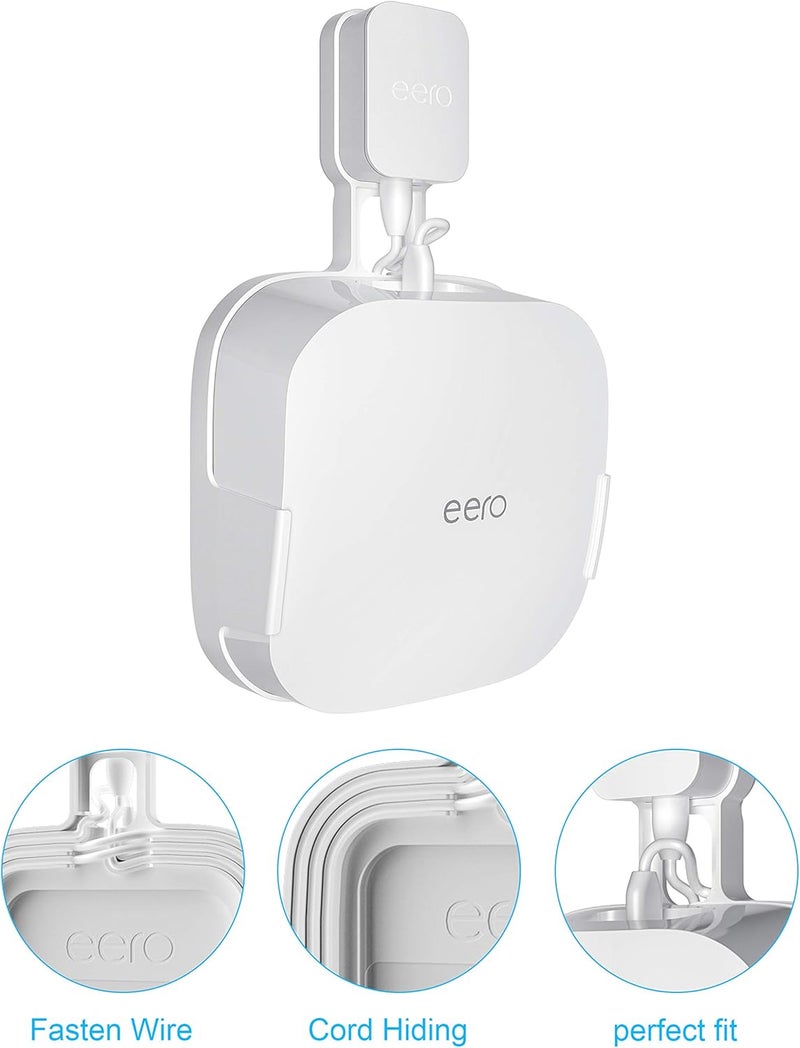 COOLWUFAN Wall Mount Holder for eero Pro 6/6E Home WiFi System - Simple and Sturdy Stand Bracket for Tri-Band Mesh Wi-Fi 6 System (White, 3 Pack) - Image 5