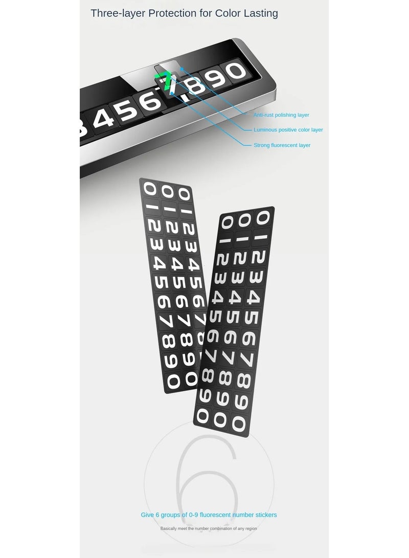 AROAQ Car Temporary Parking Card Universal Rotating Phone Number Plate Aluminum Stickers Car Parking Stop Styling Auto Accessories - Image 5