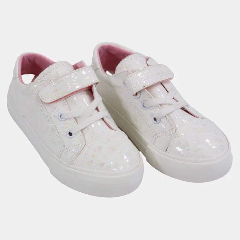 Our kids Girls Leather Sneakers – Shiny White - Image 1