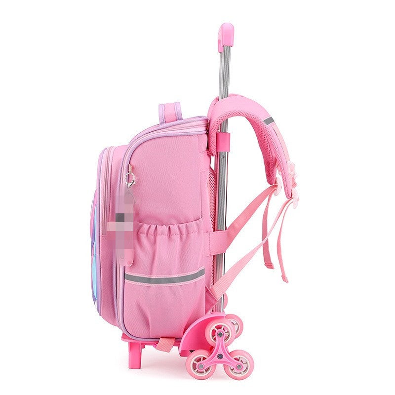 New Primary School Student Trolley Bag Children'S Cartoon Dual-Purpose Schoolbag Grade 1-3 Student Trolley Bag Stair Climbing Wheel - Image 3