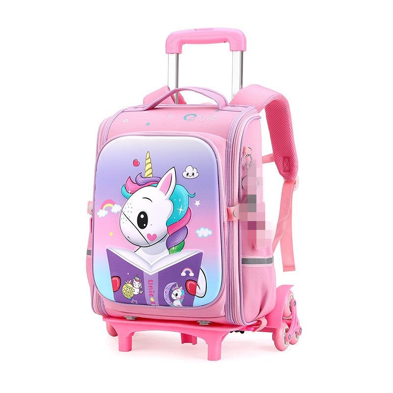 New Primary School Student Trolley Bag Children'S Cartoon Dual-Purpose Schoolbag Grade 1-3 Student Trolley Bag Stair Climbing Wheel - Image 4