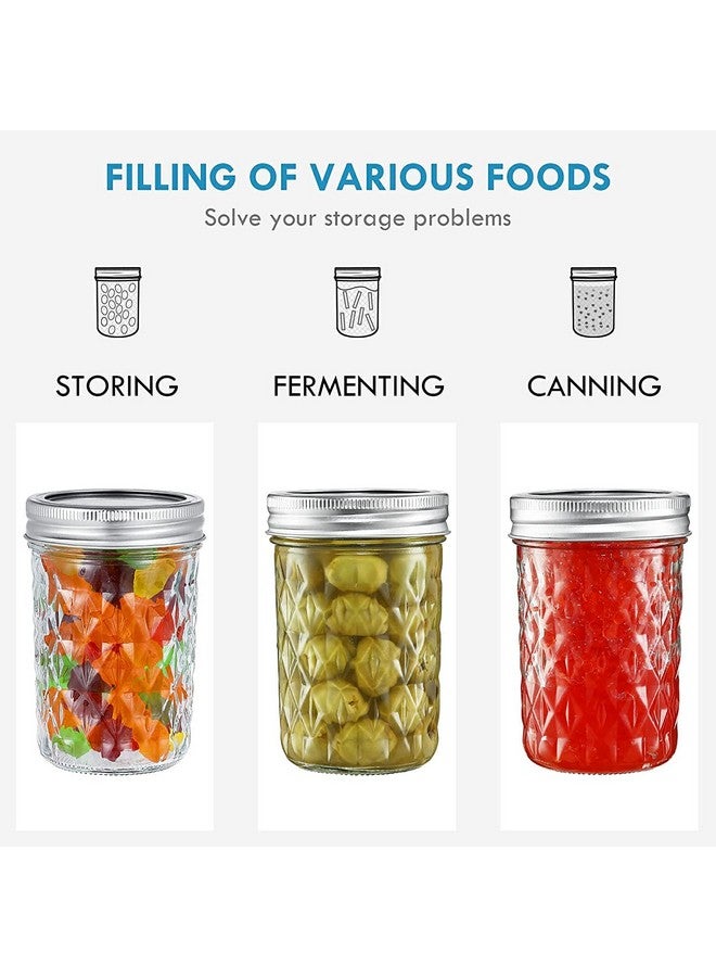 Ash & Roh® - High Ball Mason Glass Jars For Kitchen Storage With Airtight Silver Lid (8, 320 ML) - Image 4