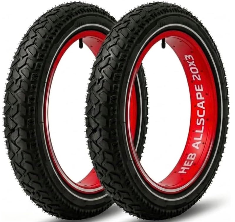 Happy Ebikes HEB Allscape 20x3.0 E-Bike Fat Tire â€“ Puncture Resistant 20 Inch Electric Bike Tire, 2X Thicker Heavy Duty 20x3 Ebike Tire for 20x3.0 Fat Tire E Bikes, All-Terrain Street & Trail â€“ 2 Pack - Image 1