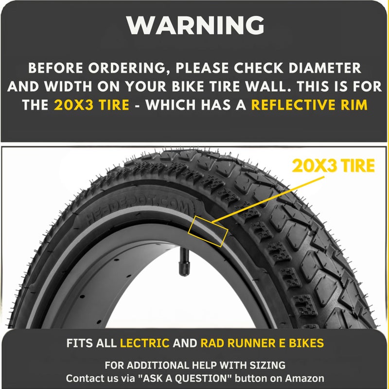 Happy Ebikes HEB Allscape 20x3.0 E-Bike Fat Tire â€“ Puncture Resistant 20 Inch Electric Bike Tire, 2X Thicker Heavy Duty 20x3 Ebike Tire for 20x3.0 Fat Tire E Bikes, All-Terrain Street & Trail â€“ 2 Pack - Image 2
