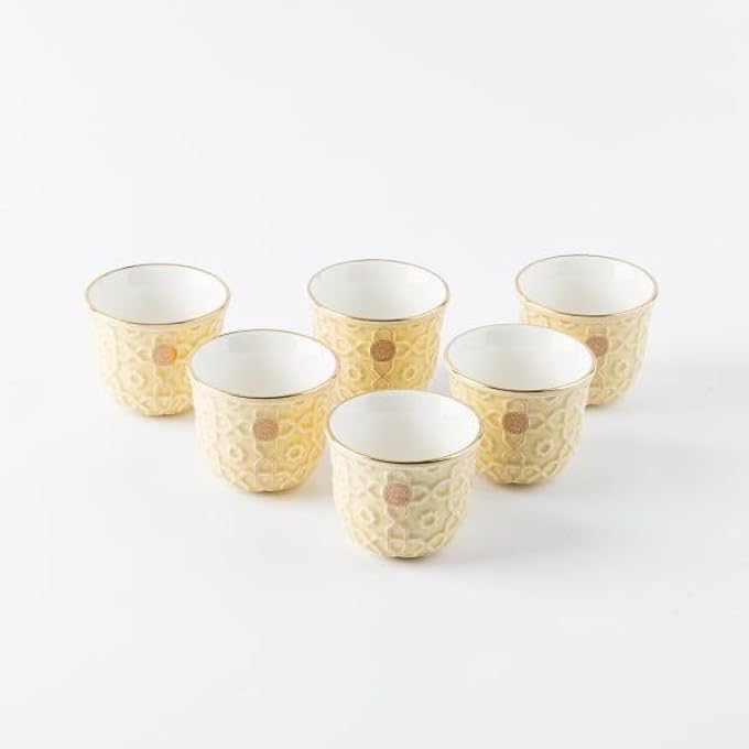 rayihni Rosette Arabic Coffee 6Piece Set Ivory - Image 2