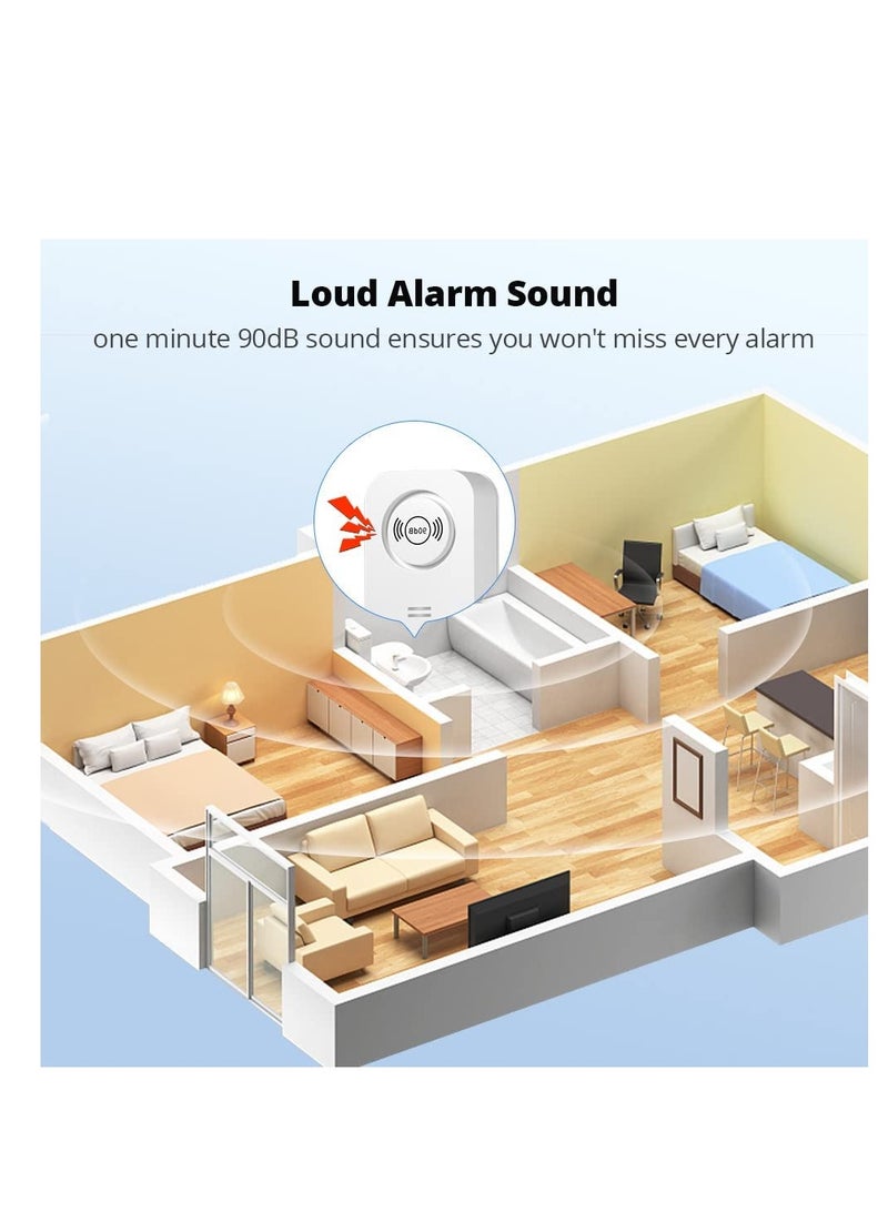 SYOSI Water Leak Detector, 2 Pack Water Sensor Detector and Water Level Sensor Alarms, Work Alone and Doesn't Require Any Wiring or Setup, Use for Your Bathroom, Laundry Room, Kitchen - Image 4