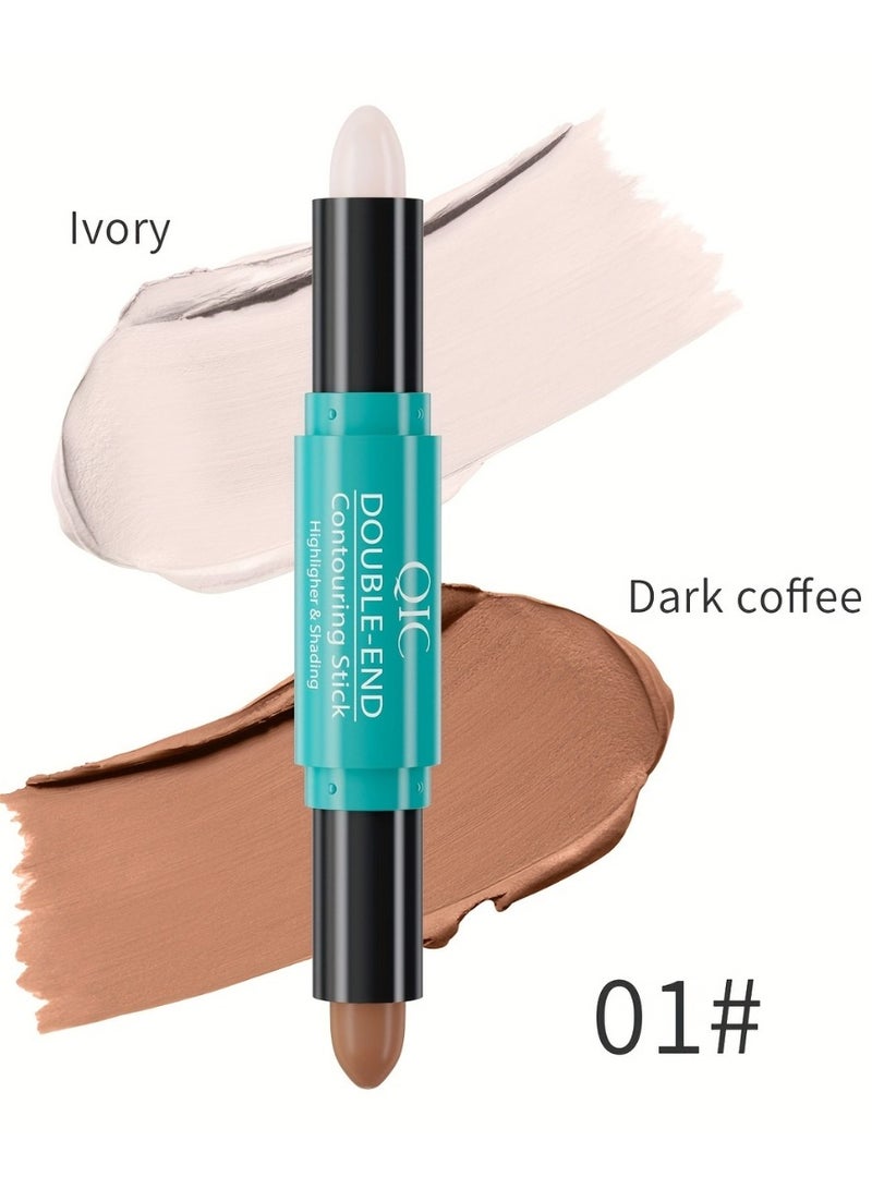 QIC Double ended 2 in1 Contouring Stick Highlighting Contour Highlighter Makeup Stick Eye Concealer Stick Facial Highlighter Makeup Mineral Contour Concealer Smooth Cream Bronzer Stick Shading Stick 01 - Image 2