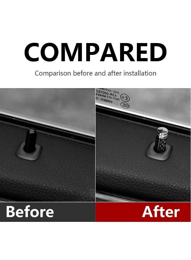 4PCS Universal Door Lock Pin Cover Carbon Fiber Hard Durable Flame Retardant Corrosion Resistant Car Interior Accessories Door Bolt Lock Pin Knob Set (Black) - Image 4