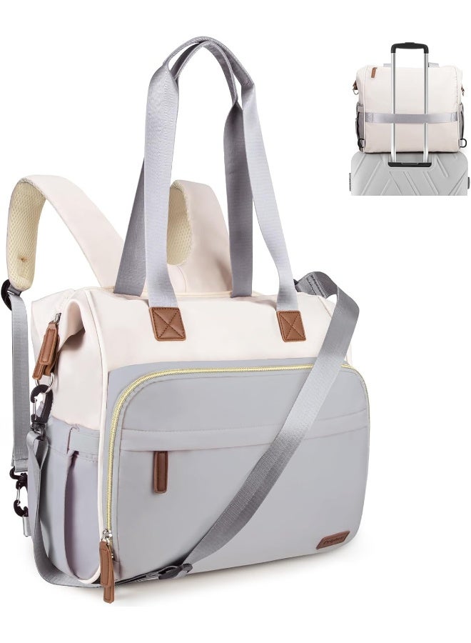 Pripher 4 in 1 Diaper Bag Backpack, Mommy Diaper Bag for Baby, Travel Diaper Bag Converts into Backpack with Shoulder Strap, Large Capacity Mom Backpack for Hospital, Multifunction Tote Blue&Beige - Image 1