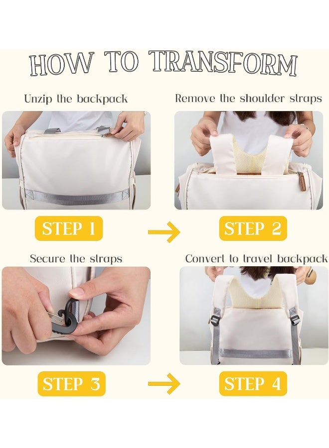 Pripher 4 in 1 Diaper Bag Backpack, Mommy Diaper Bag for Baby, Travel Diaper Bag Converts into Backpack with Shoulder Strap, Large Capacity Mom Backpack for Hospital, Multifunction Tote Blue&Beige - Image 5