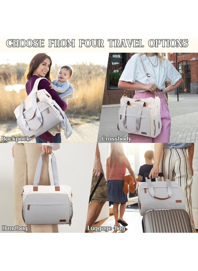 Pripher 4 in 1 Diaper Bag Backpack, Mommy Diaper Bag for Baby, Travel Diaper Bag Converts into Backpack with Shoulder Strap, Large Capacity Mom Backpack for Hospital, Multifunction Tote Blue&Beige - Image 2