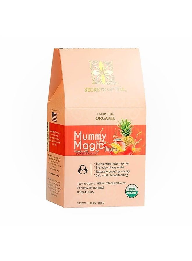 Secrets Of Tea Mummy Magic Slim Tea for Women - Detox Tea with Moringa- USDA Organic - Up to 40 Servings - 20 Counts(1 Pack) - Image 1