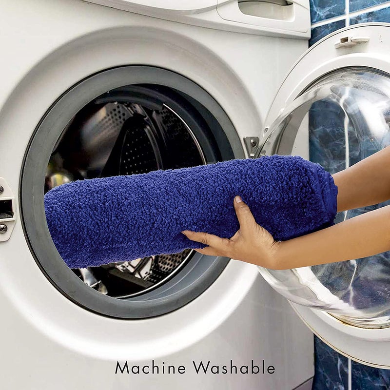 Eurotex Microfiber Bathroom Rugs 21x34 Shaggy Soft and Absorbent Non Slip Thick Plush Machine Washable Bath Mat and Bath Rugs for Bathroom Royal Blue - Image 5