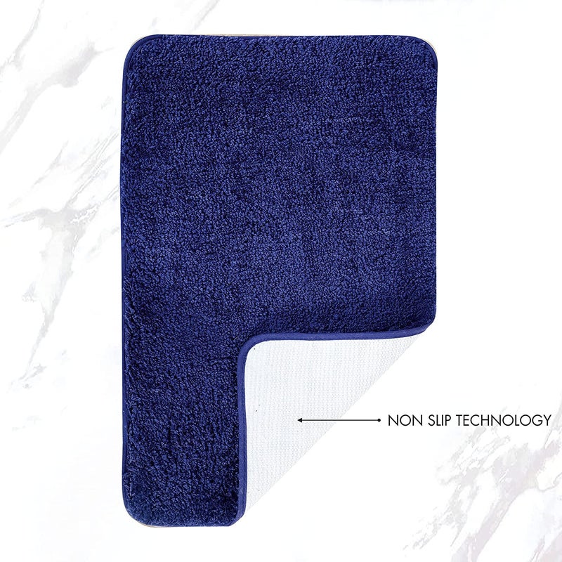 Eurotex Microfiber Bathroom Rugs 21x34 Shaggy Soft and Absorbent Non Slip Thick Plush Machine Washable Bath Mat and Bath Rugs for Bathroom Royal Blue - Image 3