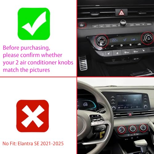 HDUFC for Hyundai Elantra 2021, 2022, 2023, 2024, 2025，2026 Aluminum Accessories, Volume, air Conditioning, Start, Hazard Warning Signal Light Cover Interior Accessories (7pcs, Blue) - Image 4