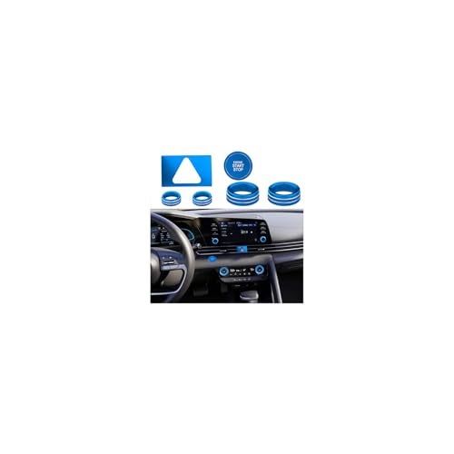 HDUFC for Hyundai Elantra 2021, 2022, 2023, 2024, 2025，2026 Aluminum Accessories, Volume, air Conditioning, Start, Hazard Warning Signal Light Cover Interior Accessories (7pcs, Blue) - Image 1