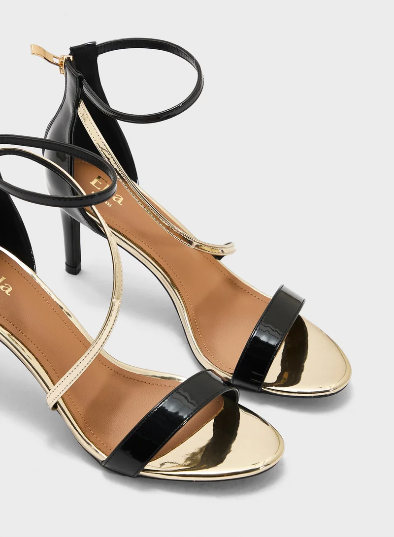 ELLA Heeled Sandal With Metallic Strap