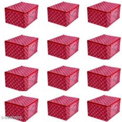 BB BACKBENCHERS Pack Of 12 Saree Cover Storage Bag Heavy Quality Saree Covers With Zipper Cloth Safety Bag for SareesLahangaClothsSuits Red Black - Image 1