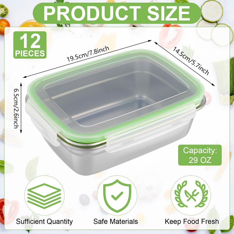 Blushtier 12 Pcs 304 Stainless Steel Food Storage Containers with Airtight Lids Metal Meal Prep Containers Bento Lunch Boxes, Freezer and Dishwasher Safe Keep Food Fresh for Kitchen, Picnic, Camping - Image 2