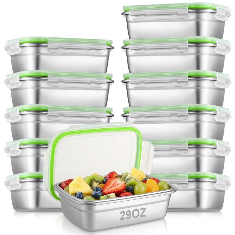 Blushtier 12 Pcs 304 Stainless Steel Food Storage Containers with Airtight Lids Metal Meal Prep Containers Bento Lunch Boxes, Freezer and Dishwasher Safe Keep Food Fresh for Kitchen, Picnic, Camping - Image 1