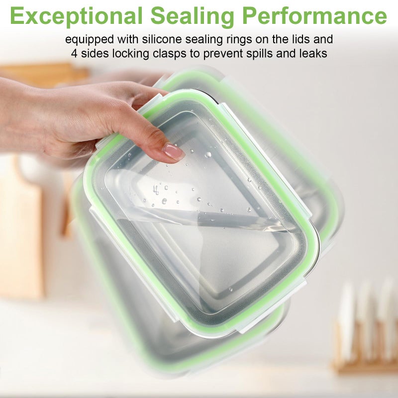 Blushtier 12 Pcs 304 Stainless Steel Food Storage Containers with Airtight Lids Metal Meal Prep Containers Bento Lunch Boxes, Freezer and Dishwasher Safe Keep Food Fresh for Kitchen, Picnic, Camping - Image 5