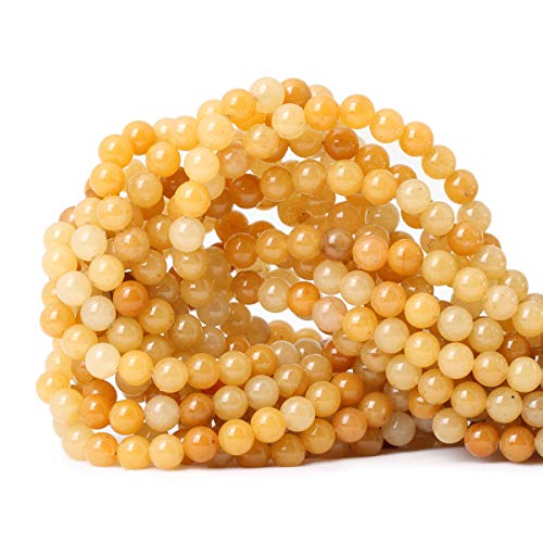 CHEAVIAN 60PCS 6mm Natural Yellow Jade Gemstone Round Loose Beads for Jewelry Making DIY Handmade Materials 1 Strand 15" - Image 1