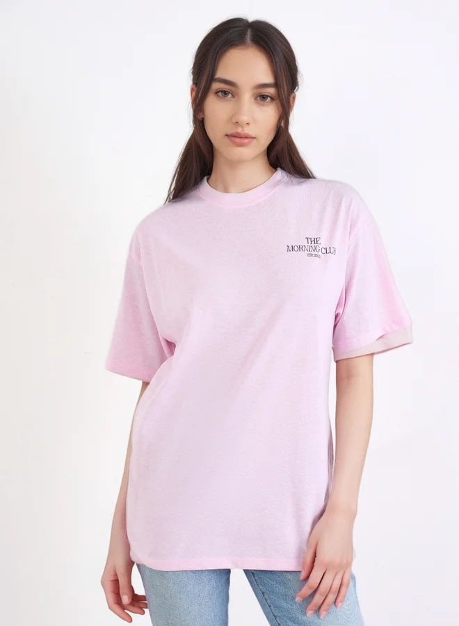 Styli Styli Pink Oversized Graphic Print T-Shirt