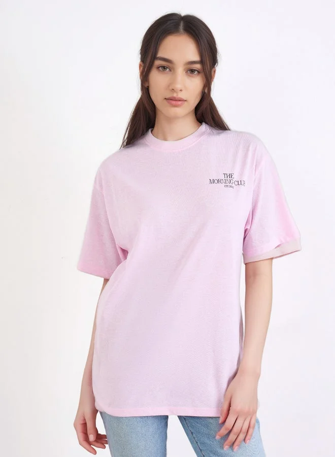 Styli Styli Pink Oversized Graphic Print T-Shirt