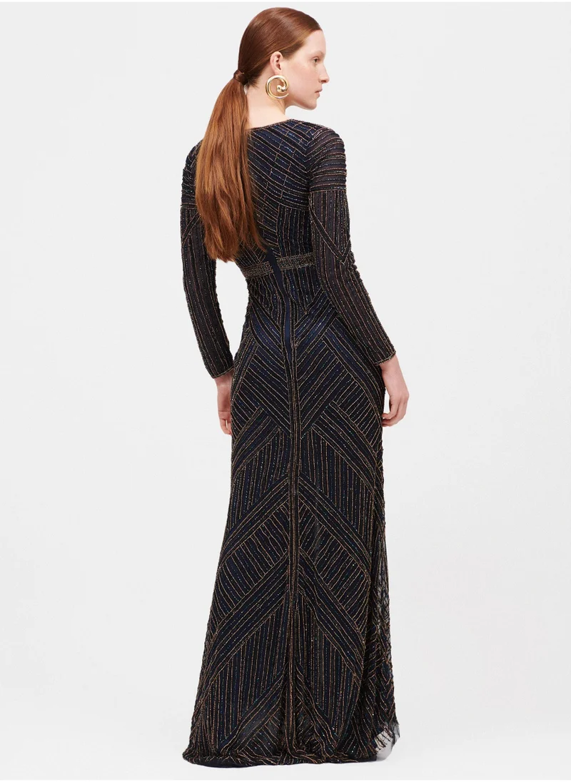 BEAUUT Jessica Embellished V-Neck Dress