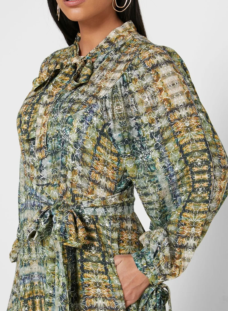 KASHKHA Asymmetric Printed Dress