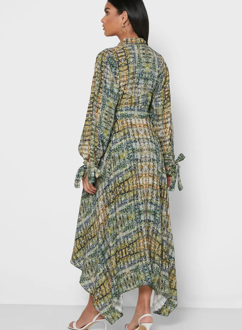 KASHKHA Asymmetric Printed Dress