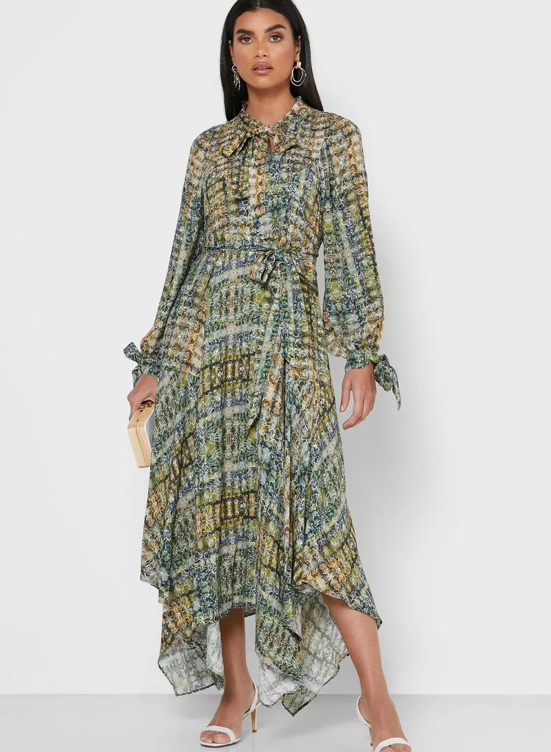 KASHKHA Asymmetric Printed Dress