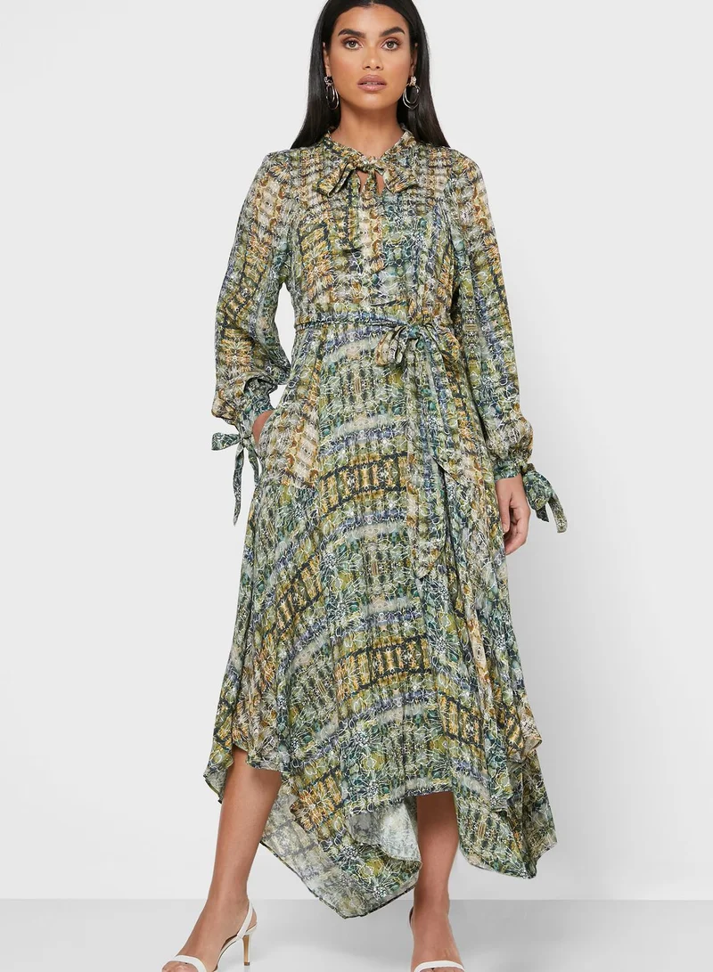 KASHKHA Asymmetric Printed Dress