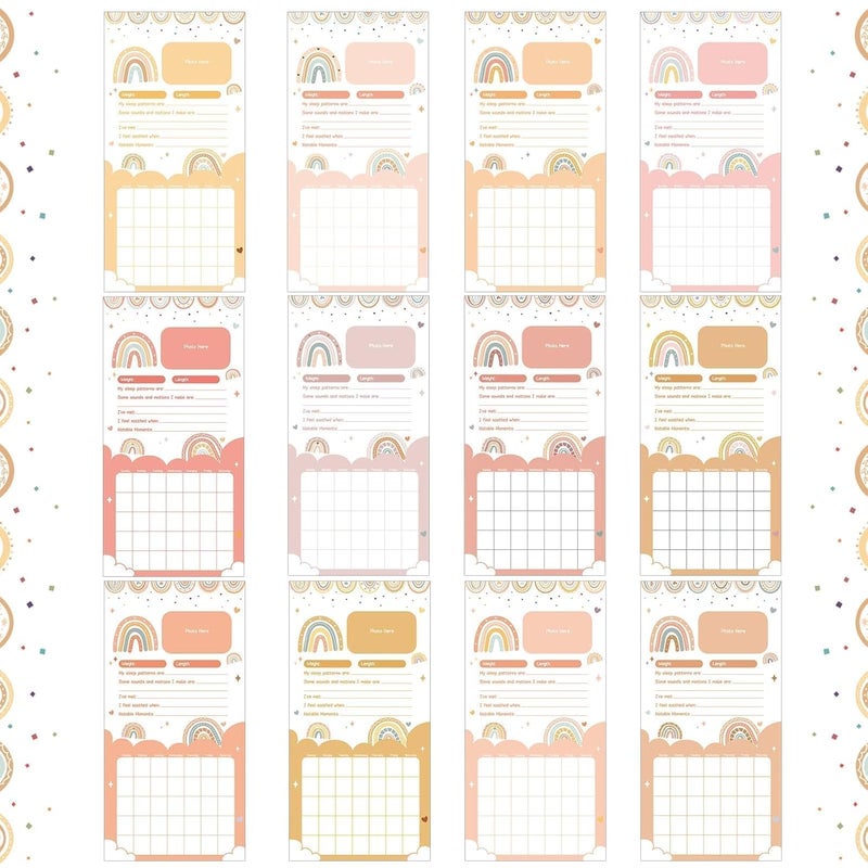 CHUNNIN Boho Rainbow Babys First Year Calendar with Stickers Boho 1st Year Tracker First Year Book Baby First Year Milestones Newborn Baby Memory Calendar Keepsake for Baby Girl or Boy - Image 5