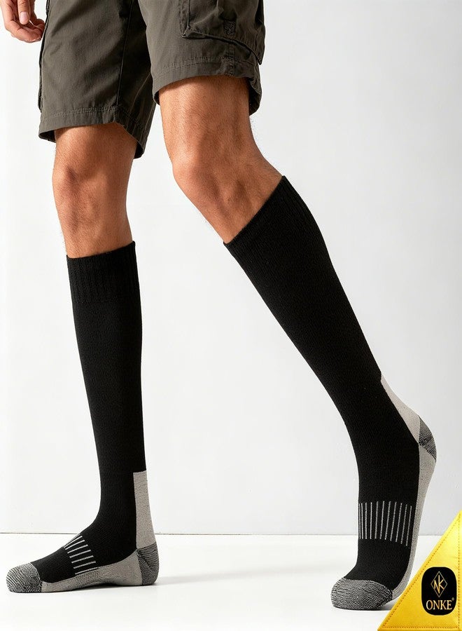 ONKE Max Full Cushion Knee High Socks for Men Steel Toe Work Boot Over the Calf OTC Moisture Wicking Thermal Hiking Hunting(Black L) - Image 2