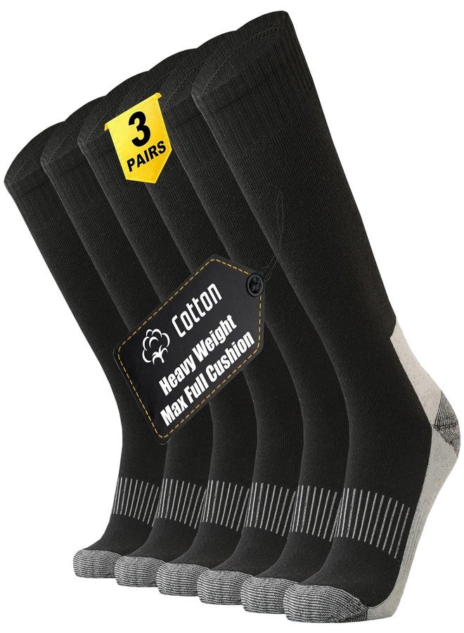 ONKE Max Full Cushion Knee High Socks for Men Steel Toe Work Boot Over the Calf OTC Moisture Wicking Thermal Hiking Hunting(Black L) - Image 1