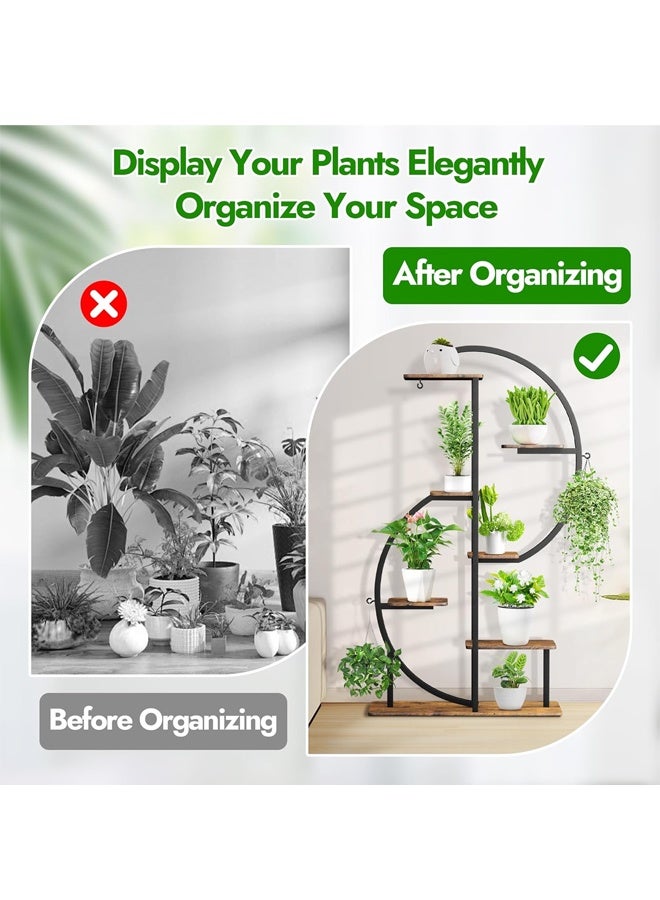 إن كي أكس حامل زهور مع أرفف لغرفة المعيشة وشرفة من الأرض إلى الأرض ورف من الحديد المطاوع مع حامل متعدد الطبقات لأصيص الزهور للزراعة - Image 5