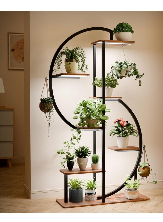 إن كي أكس حامل زهور مع أرفف لغرفة المعيشة وشرفة من الأرض إلى الأرض ورف من الحديد المطاوع مع حامل متعدد الطبقات لأصيص الزهور للزراعة - Image 4