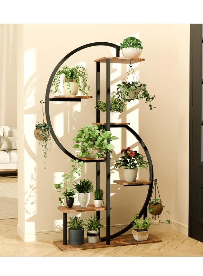 إن كي أكس حامل زهور مع أرفف لغرفة المعيشة وشرفة من الأرض إلى الأرض ورف من الحديد المطاوع مع حامل متعدد الطبقات لأصيص الزهور للزراعة - Image 1