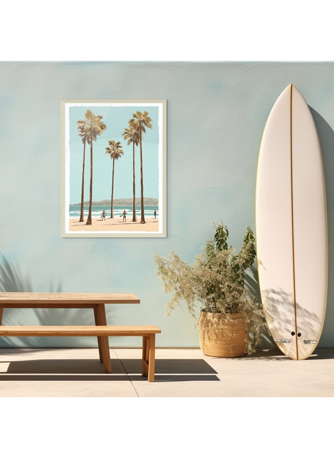 Art Decor - Art Decor Framed Fine Art of Beach with Palm Trees Portrait Aesthetic Tropical Coastal Print Wall Décor for Living Room Bedroom Home Office Hotel Gifting - Image 1
