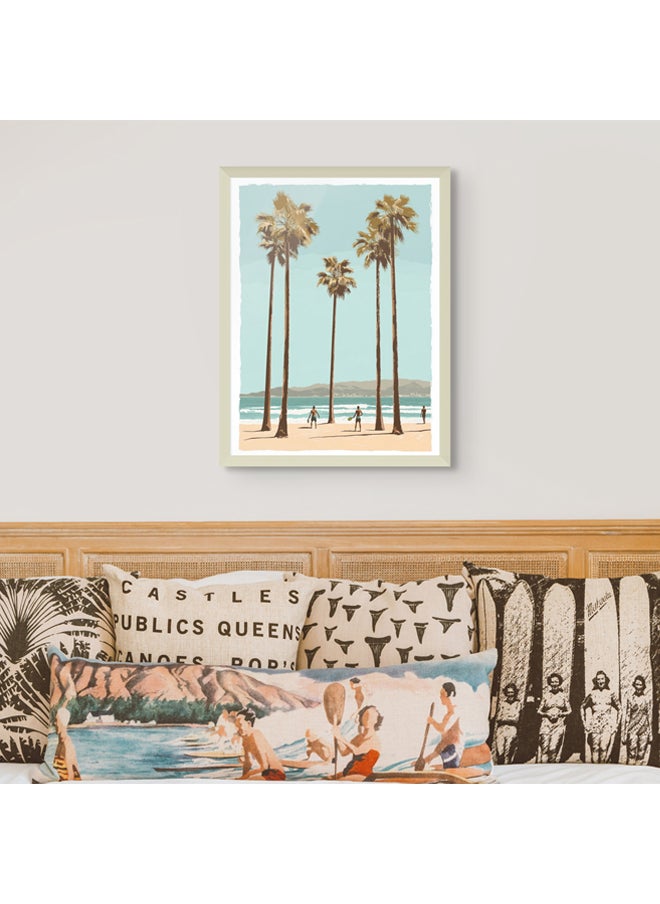 Art Decor - Art Decor Framed Fine Art of Beach with Palm Trees Portrait Aesthetic Tropical Coastal Print Wall Décor for Living Room Bedroom Home Office Hotel Gifting - Image 1