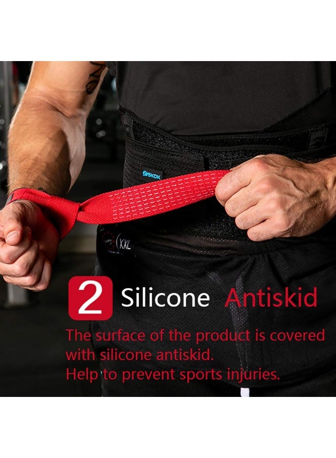 إس كي دي كي SKDK القطن الصلب سحب حزام المعصم مع حزام ميت ، النيوبرين العازلة المعصم وسادة سيليكون المضادة للانزلاق - رفع الأثقال ، واللياقة البدنية ، Xfit ، تدريب القوة - Image 5