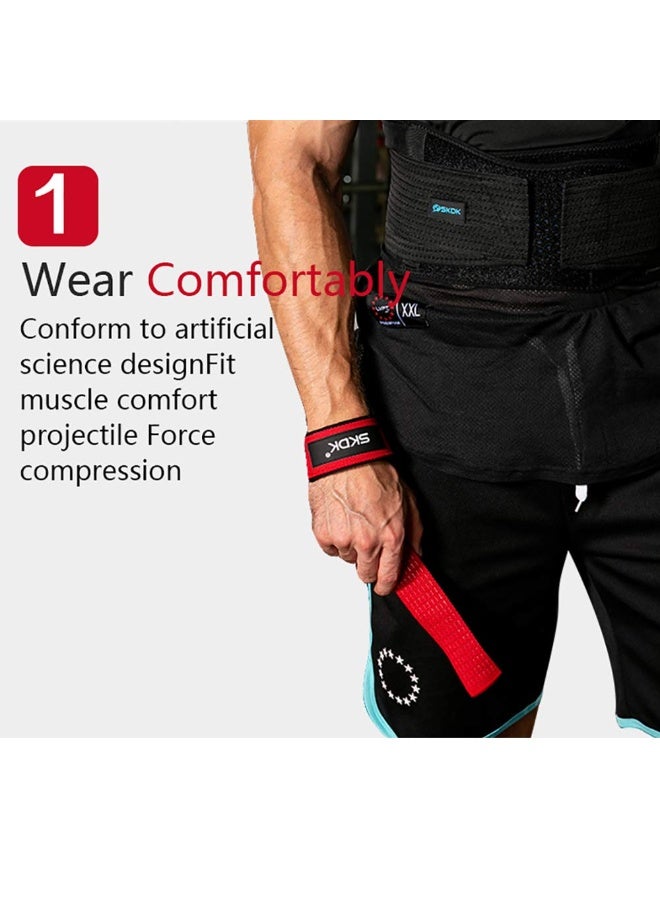 إس كي دي كي SKDK القطن الصلب سحب حزام المعصم مع حزام ميت ، النيوبرين العازلة المعصم وسادة سيليكون المضادة للانزلاق - رفع الأثقال ، واللياقة البدنية ، Xfit ، تدريب القوة - Image 4