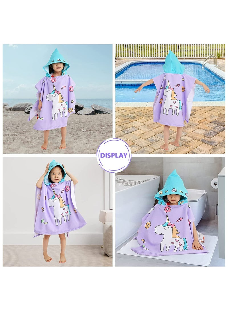 GNAFOTU Baby Bath Towel Beach Towel, Thicker Kids Hooded Beach Towel for Boys Girls, Softest Hooded Bath Towel Wrap Pool Beach Towel for Babie, Toddler Bathrobe for Kids 3-7 Years, Unicorn  - Image 2