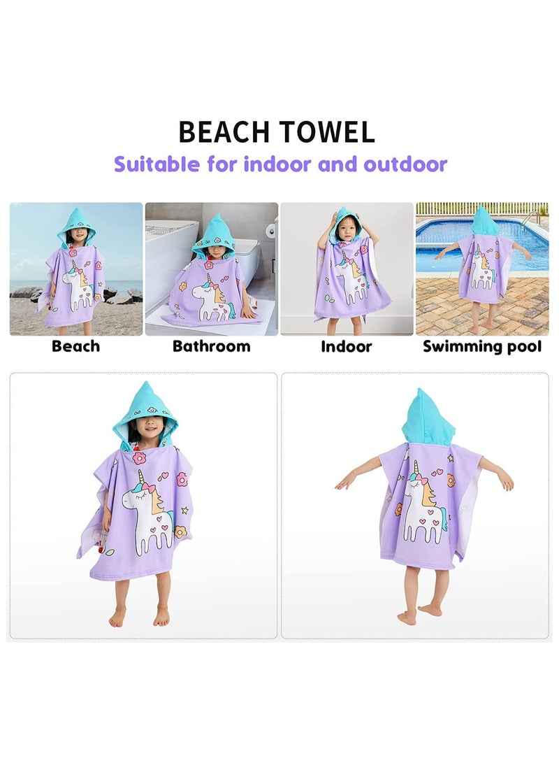 GNAFOTU Baby Bath Towel Beach Towel, Thicker Kids Hooded Beach Towel for Boys Girls, Softest Hooded Bath Towel Wrap Pool Beach Towel for Babie, Toddler Bathrobe for Kids 3-7 Years, Unicorn  - Image 3