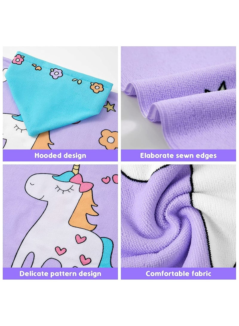 GNAFOTU Baby Bath Towel Beach Towel, Thicker Kids Hooded Beach Towel for Boys Girls, Softest Hooded Bath Towel Wrap Pool Beach Towel for Babie, Toddler Bathrobe for Kids 3-7 Years, Unicorn  - Image 5