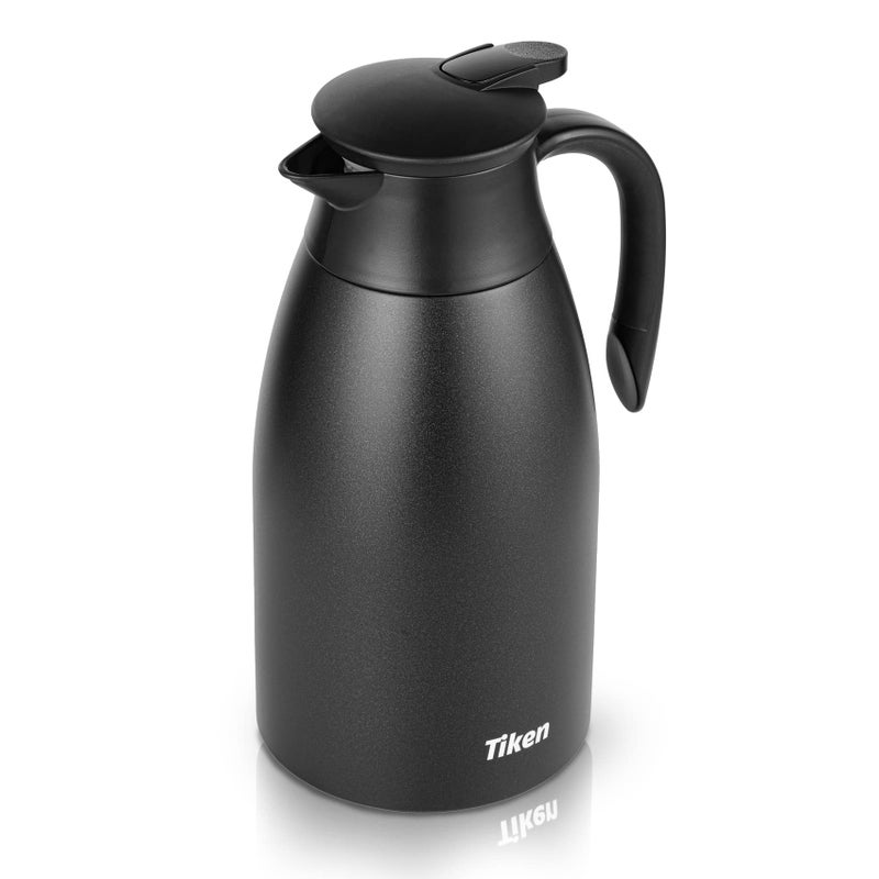 Tiken 68 Oz Thermal Coffee Carafe Stainless Steel Insulated Vacuum Coffee Carafes For Keeping Hot 2 Liter Beverage Dispenser Starry Black