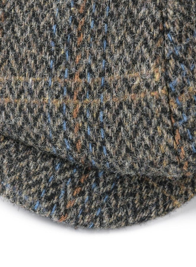 FEINION Men's Wool Newsboy Cap 8 Panel Ivy Tweed Cabbie Flat Hat Baker Boy Cap, Plaid Khaki, 7 1/4 - Image 4